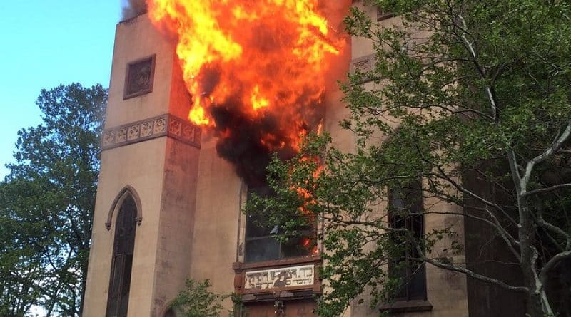 The fire almost destroyed one of the oldest synagogues in new York