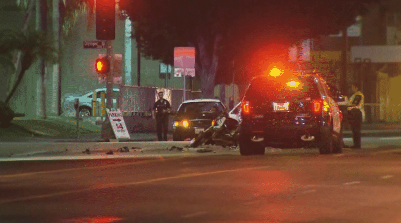 In Los Angeles, a SUV was hit by the patrol officer