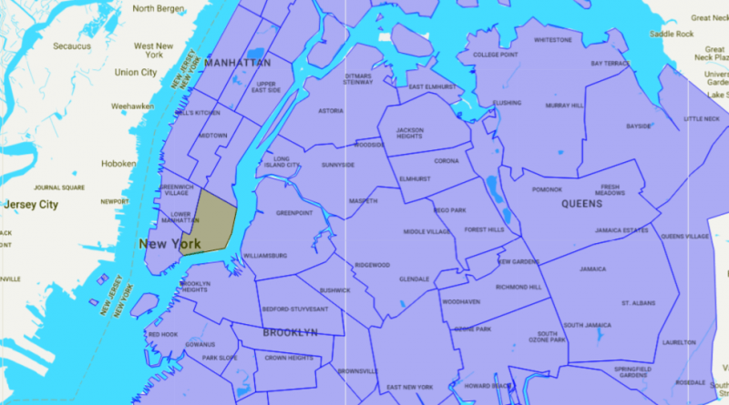 What area of new York city threatened by floods (map)