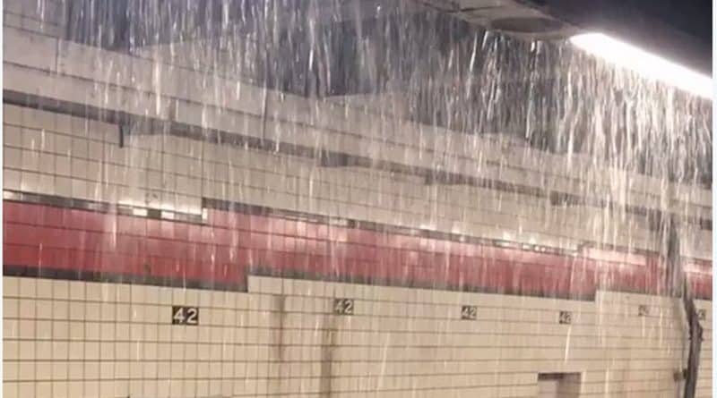 Rain in the subway, or a rare weather phenomenon in new York