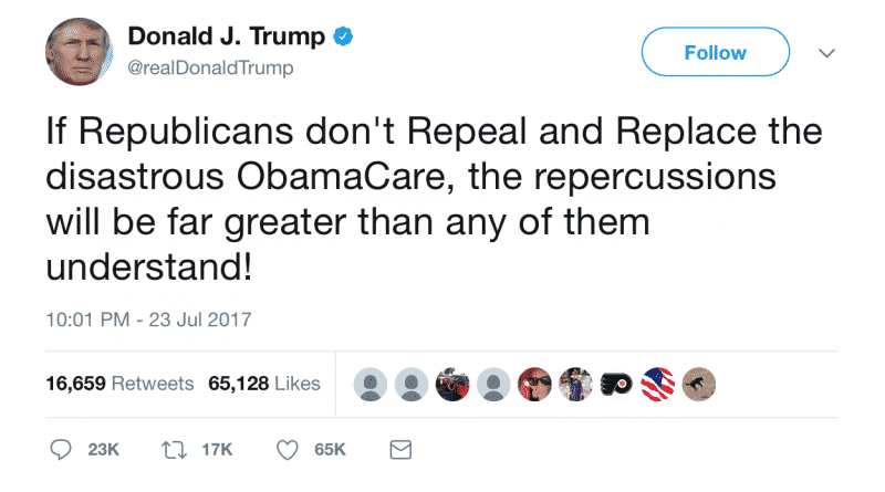 Trump: Republicans are big problems, if not reverse ObamaCare