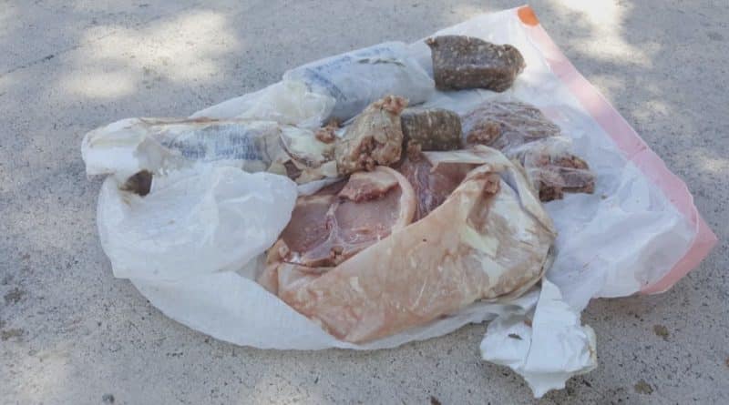 15 pounds of sausage fell on the roof of a residential building