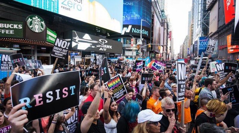 On times square were supporters of the transgender in the us army