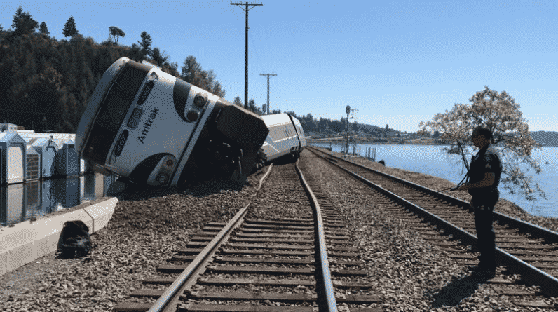 The Amtrak train with 267 passengers derailed