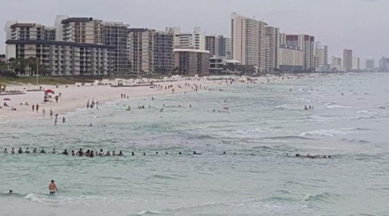 80 tourists on the beach gathered in a human chain to save drowning