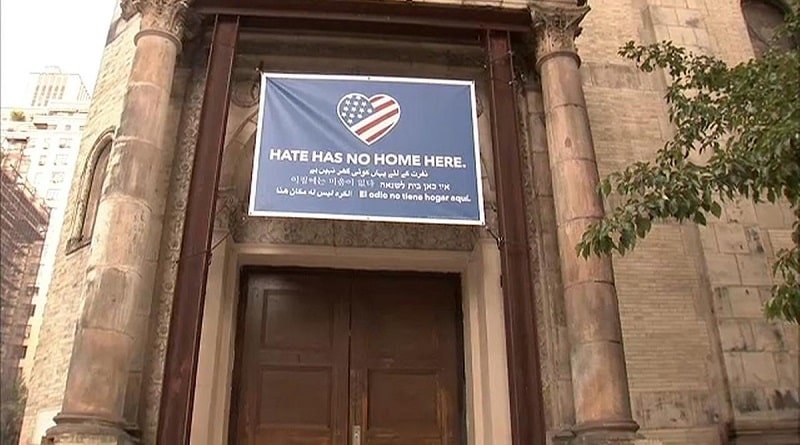 Vandals defaced the Church and synagogue in Manhattan