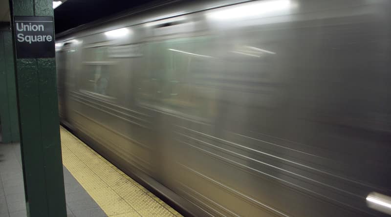 In metro new York leg of the passenger stuck between train and platform