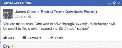 The man was fired because of a post in Facebook where he planned to «enter into the crowd of protesters»