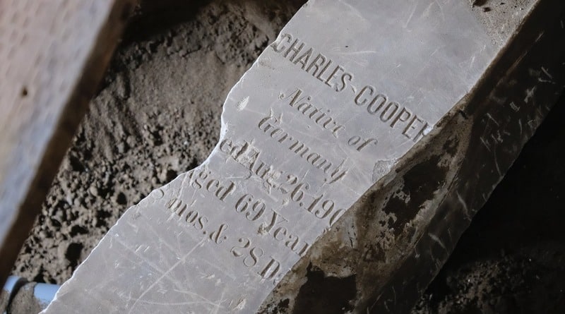In San Francisco, the workers stumbled upon an ancient tombstone of the whole family