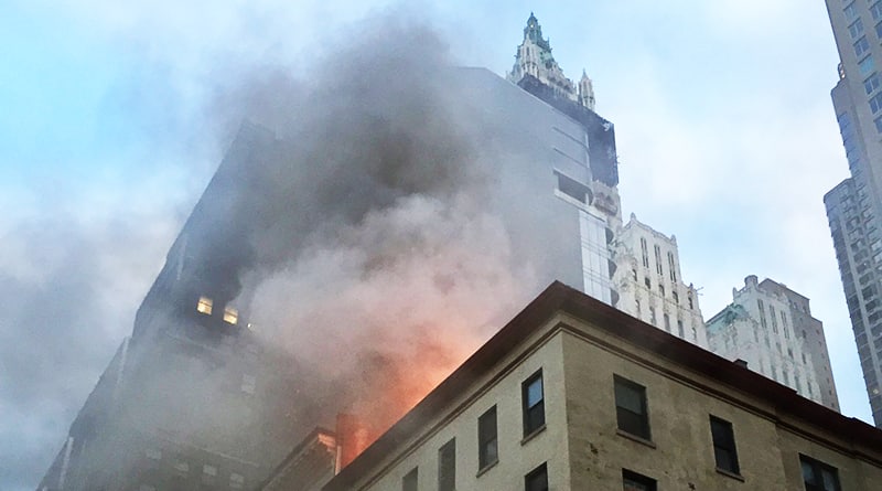 A great fire in Lower Manhattan: 11 firefighters injured