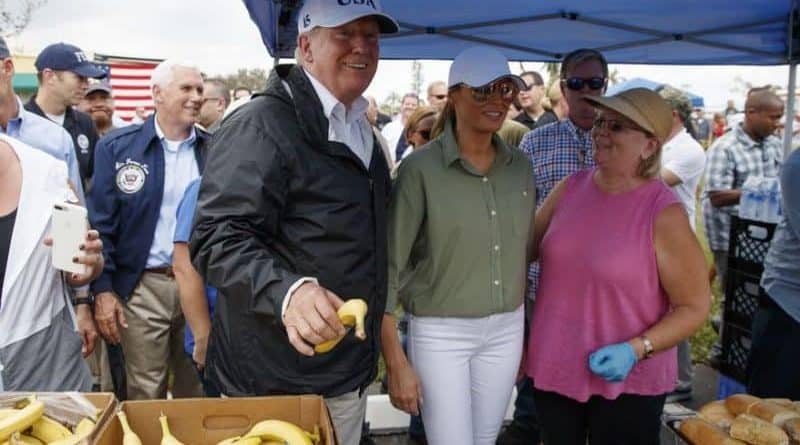 In Florida Donald trump handing out sandwiches and was photographed with a willing