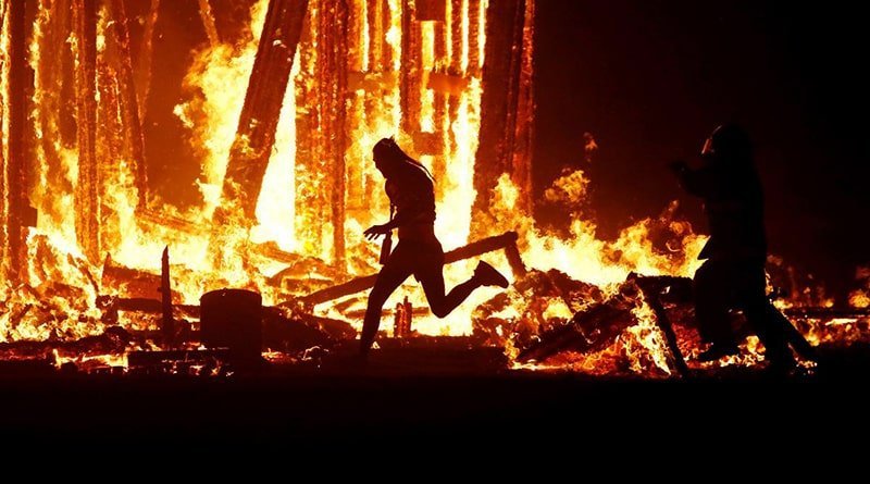 At Burning Man the man burned in a big bonfire