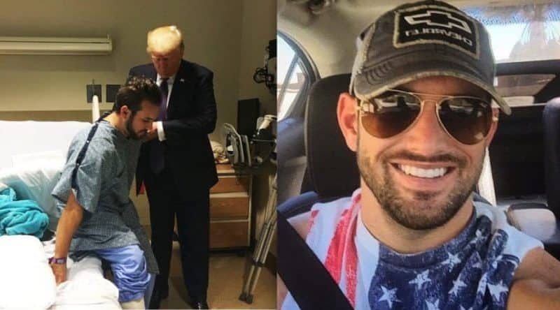 Wounded in the leg got up from his hospital bed to shake hands with Trump