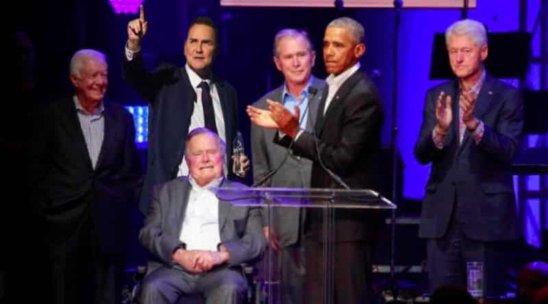 All 5 living former U.S. presidents gathered together for the victims of hurricanes