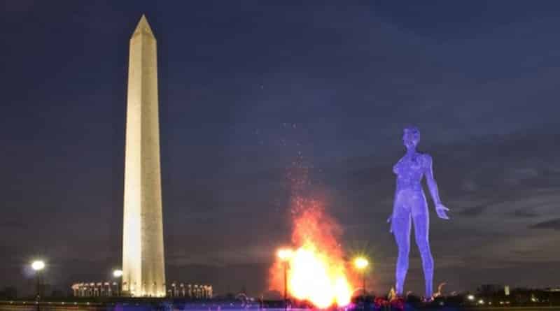 In front of the White house can set a huge statue of a naked woman