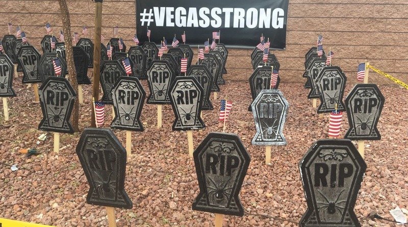 In Las Vegas the yard for Halloween «decorated» tombstones 58 those killed in the shooting