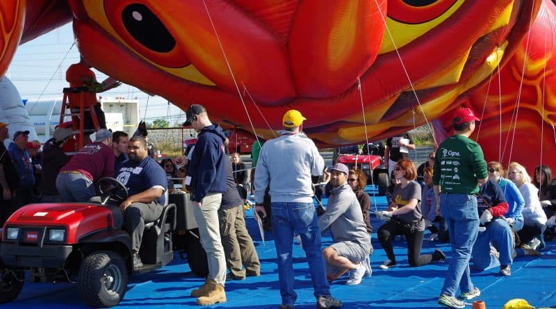 Held a dress rehearsal of flight of inflatable figures in front of the Macy’s parade