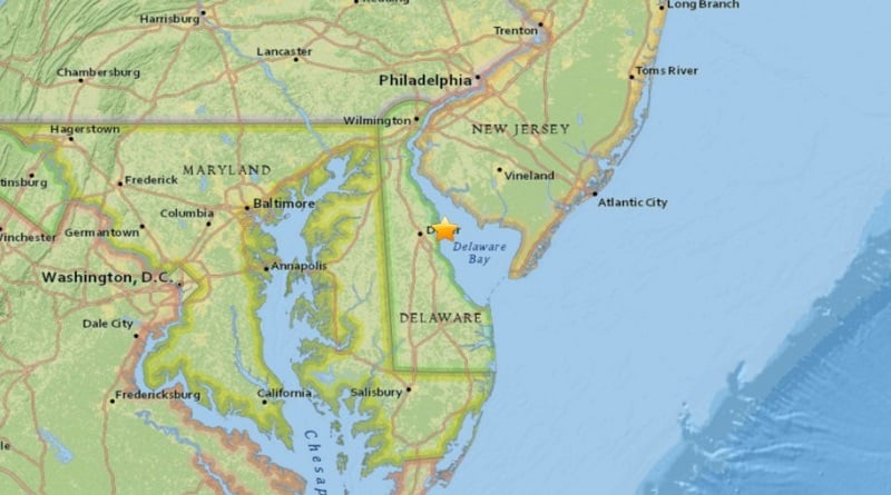 Earthquake in Delaware was felt in new York and new Jersey
