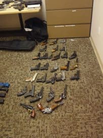 The aggressive Californian seized 144 firearms