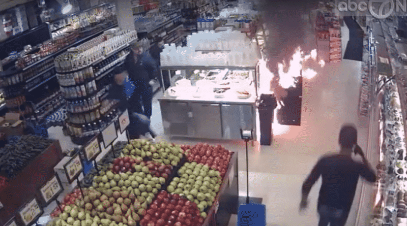 Unknown persons set fire to Molotov cocktails Uzbek supermarket