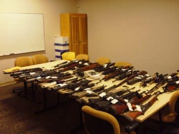 The aggressive Californian seized 144 firearms