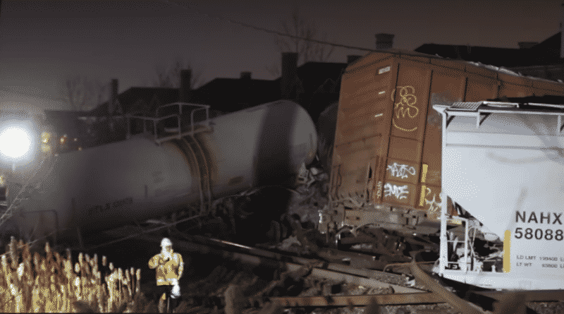 In new Jersey overturned a large freight train