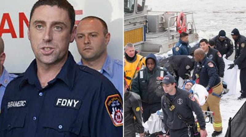 A paramedic from new York jumped into the icy Hudson river to save man
