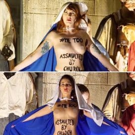 Activist of the Ukrainian movement Femen tried to pull the figure of the newborn Christ from the Nativity scene at the Vatican