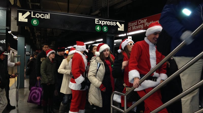 At the time of SantaCon in new York are banned from drinking alcohol on trains