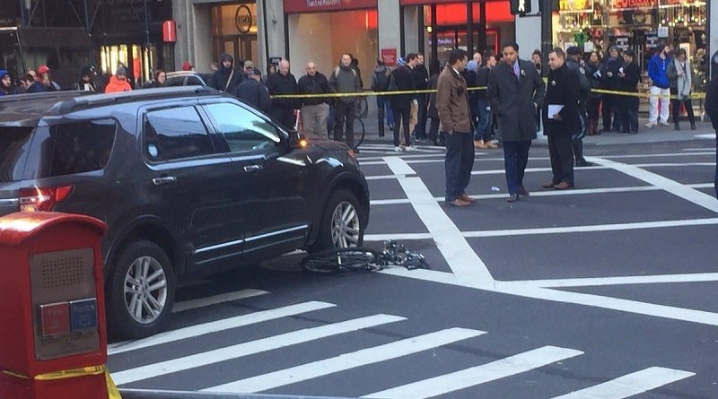 The car knocked down 6 people in Lower Manhattan