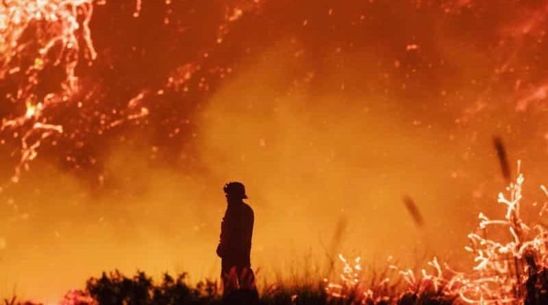 The size of fires in California more than new York and Boston