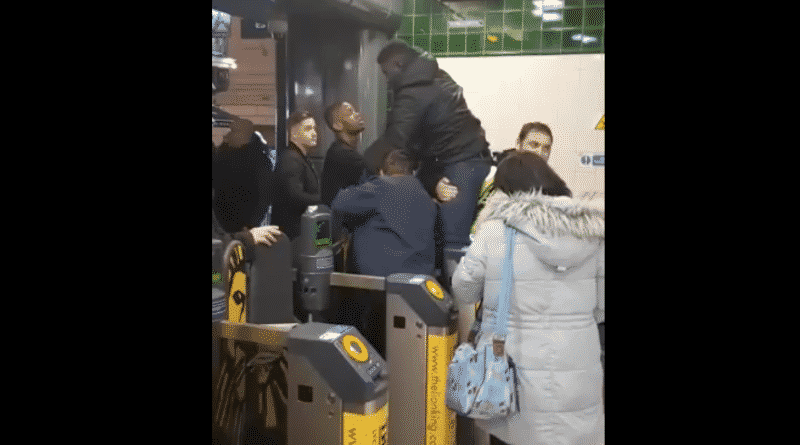 Male scrotum stuck in the turnstile, trying to save on subway fare