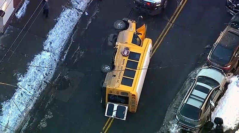 School bus carrying children overturned in Brooklyn