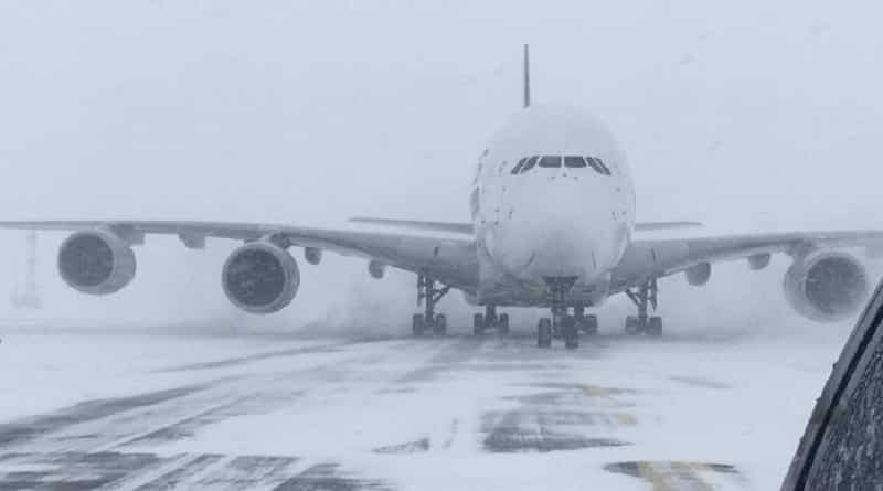 The world’s largest passenger plane, the storm forced landing 80 miles from new York