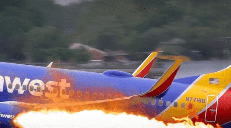 The California airport lit up a Southwest Airlines plane with 139 passengers on Board