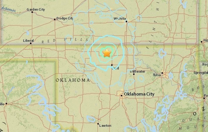 In the United States, an earthquake, which covered the territory of Kansas and Oklahoma