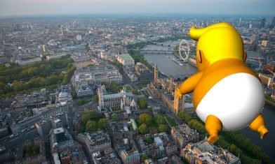 The mayor of London was allowed to run over the city balloon in the form of a baby trump in a diaper
