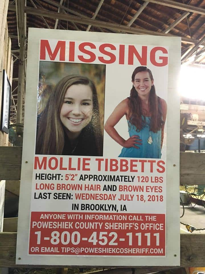 Found the body of a student Molly Tibbetts, missing a month ago while Jogging