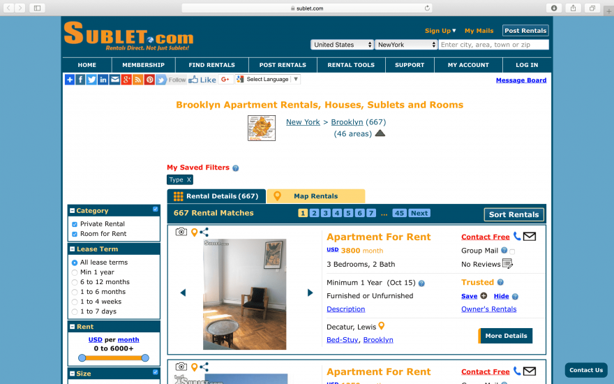 Best apps and websites of rental apartments in new York