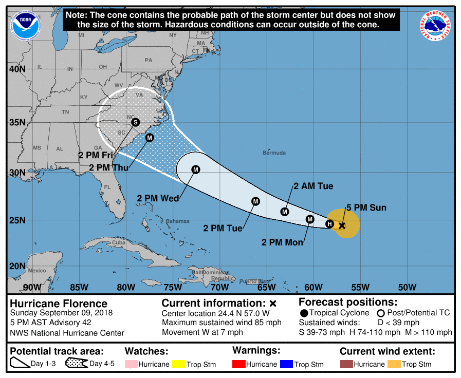 Storm «Florence» on the way to the United States again became a hurricane