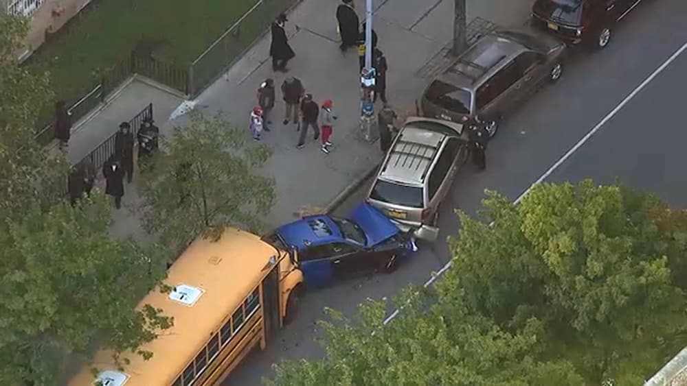 In Brooklyn school bus triggered the accident involving 9 vehicles
