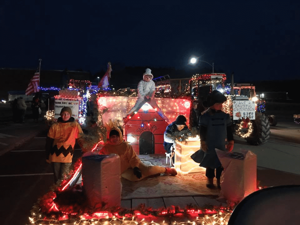 Unusual show in Greenwich parade of Christmas lights on tractors…