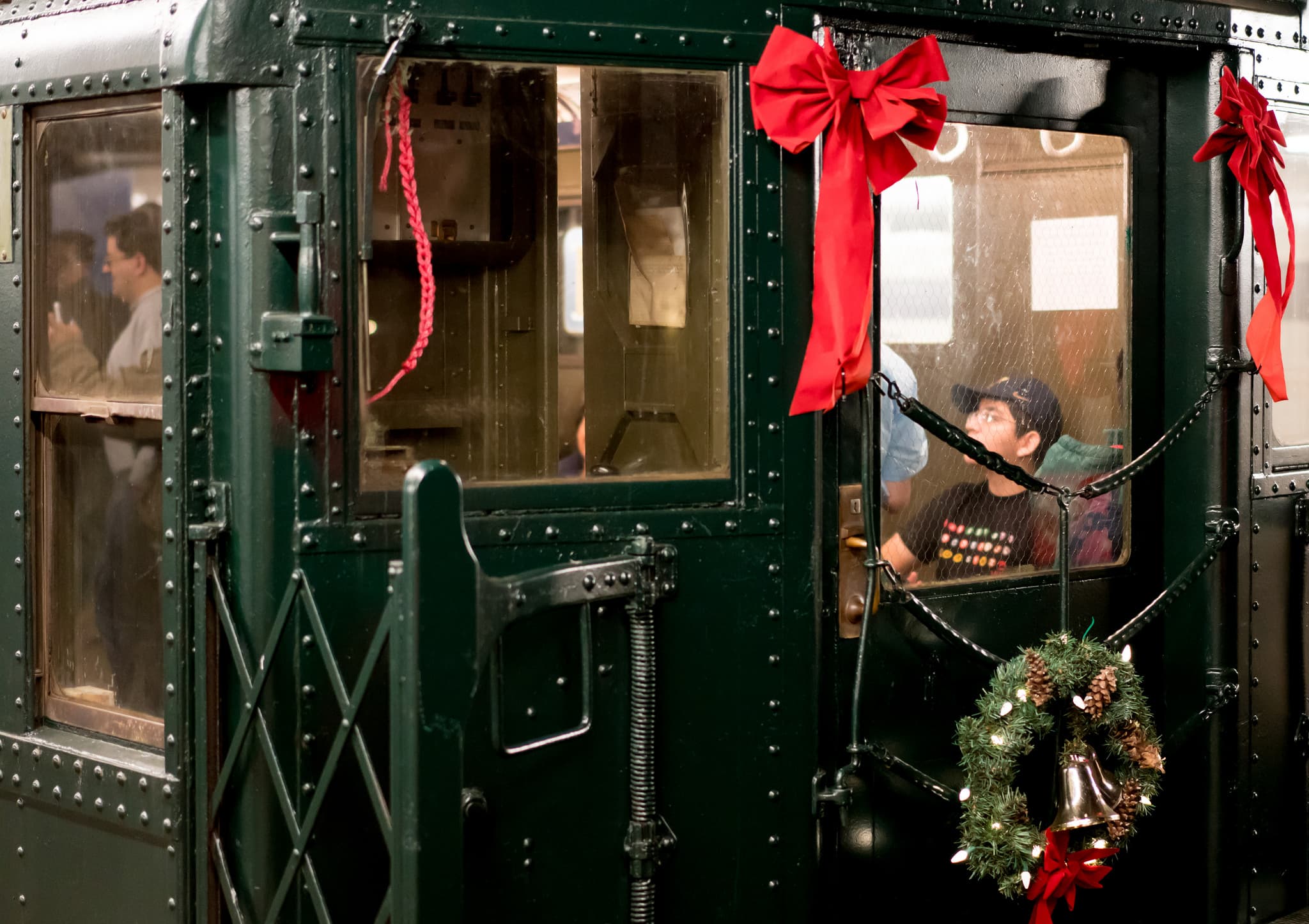 Holiday vintage subway cars back in Manhattan in November