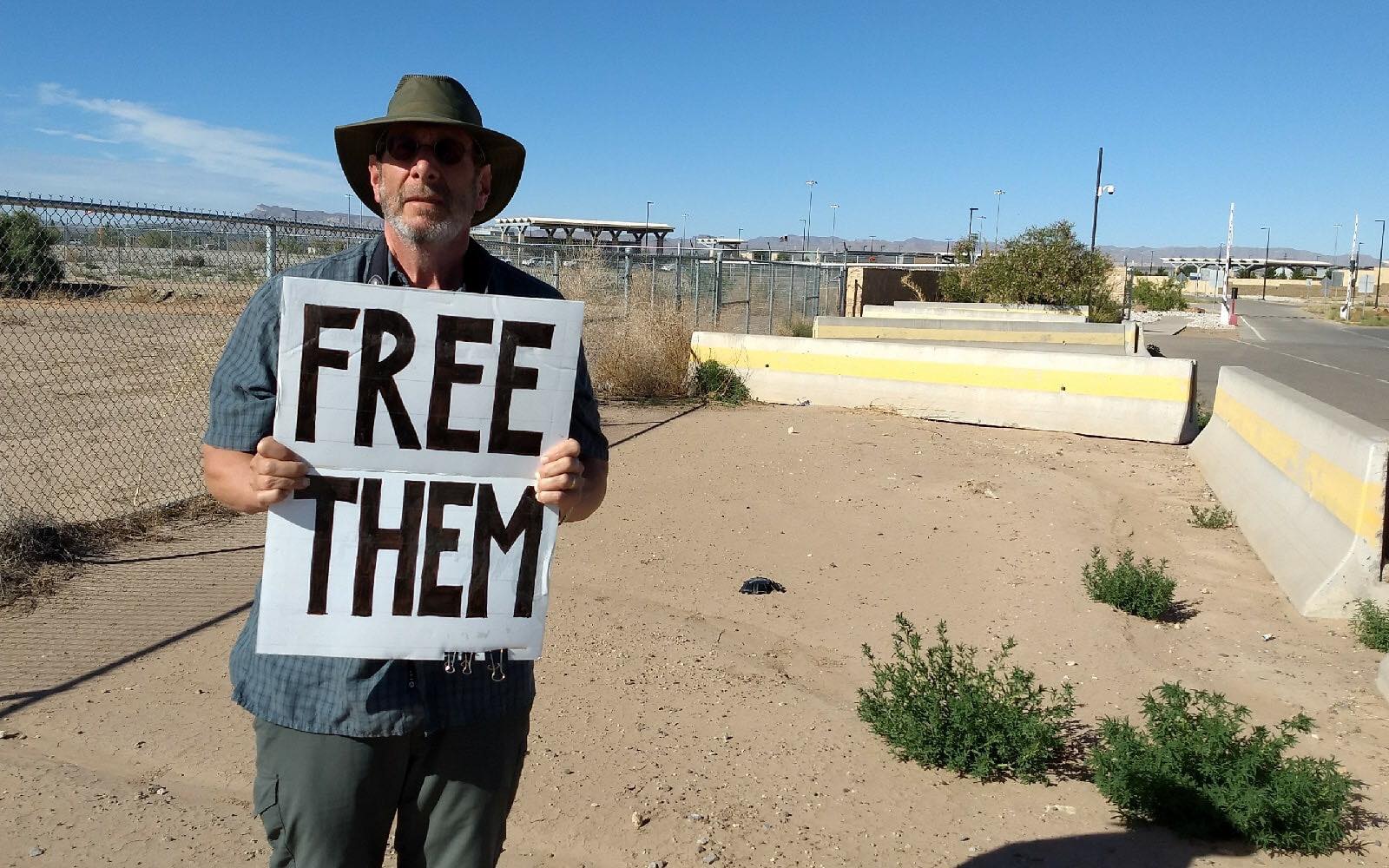 A Brooklyn resident for the past 2 months having a solitary protest on the border with Mexico