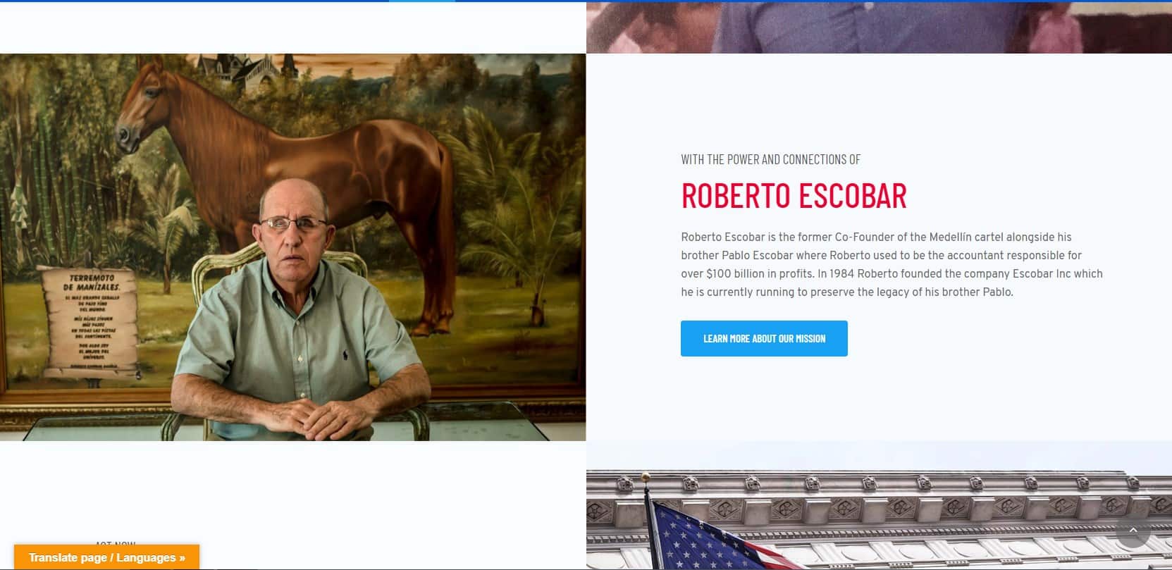 Roberto Escobar, brother of the famous drug Lord, and raises money for the impeachment trump