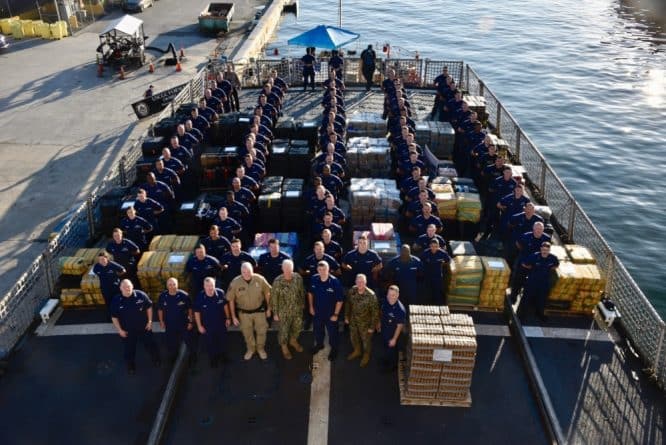 The coast guard has intercepted 17 tons of cocaine during operations in the Pacific ocean