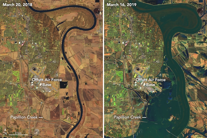 Flooded Nebraska: the worst flooding seen from space
