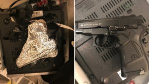 The security service of the airport in new York detained a man who hid the gun in the DVD player