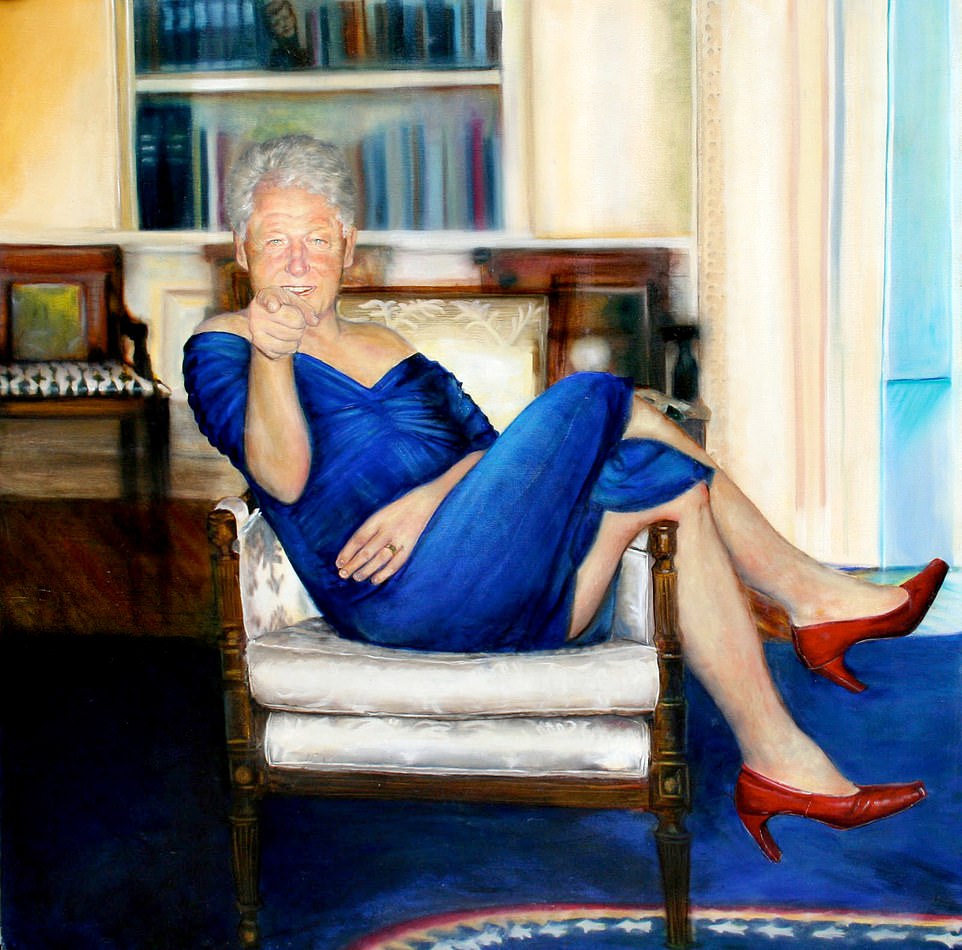 In Hillary’s dress and heels: Home Epstein hung well, very strange portrait of bill Clinton