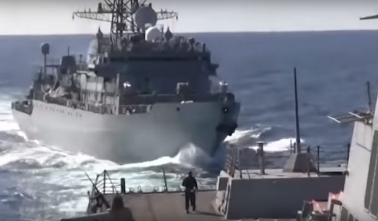A Russian military ship almost rammed a US Navy destroyer in the Arabian sea